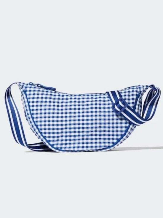 Uniqlo Handbags - Uniglo Blue and White Gingham Round Mini Crossbody Sling Bag